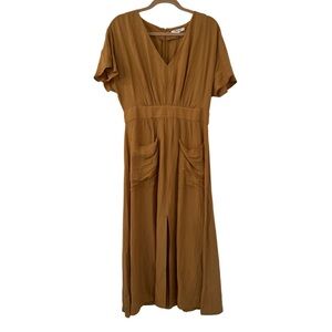 Madewell Dark Mustard V-Neck Dress